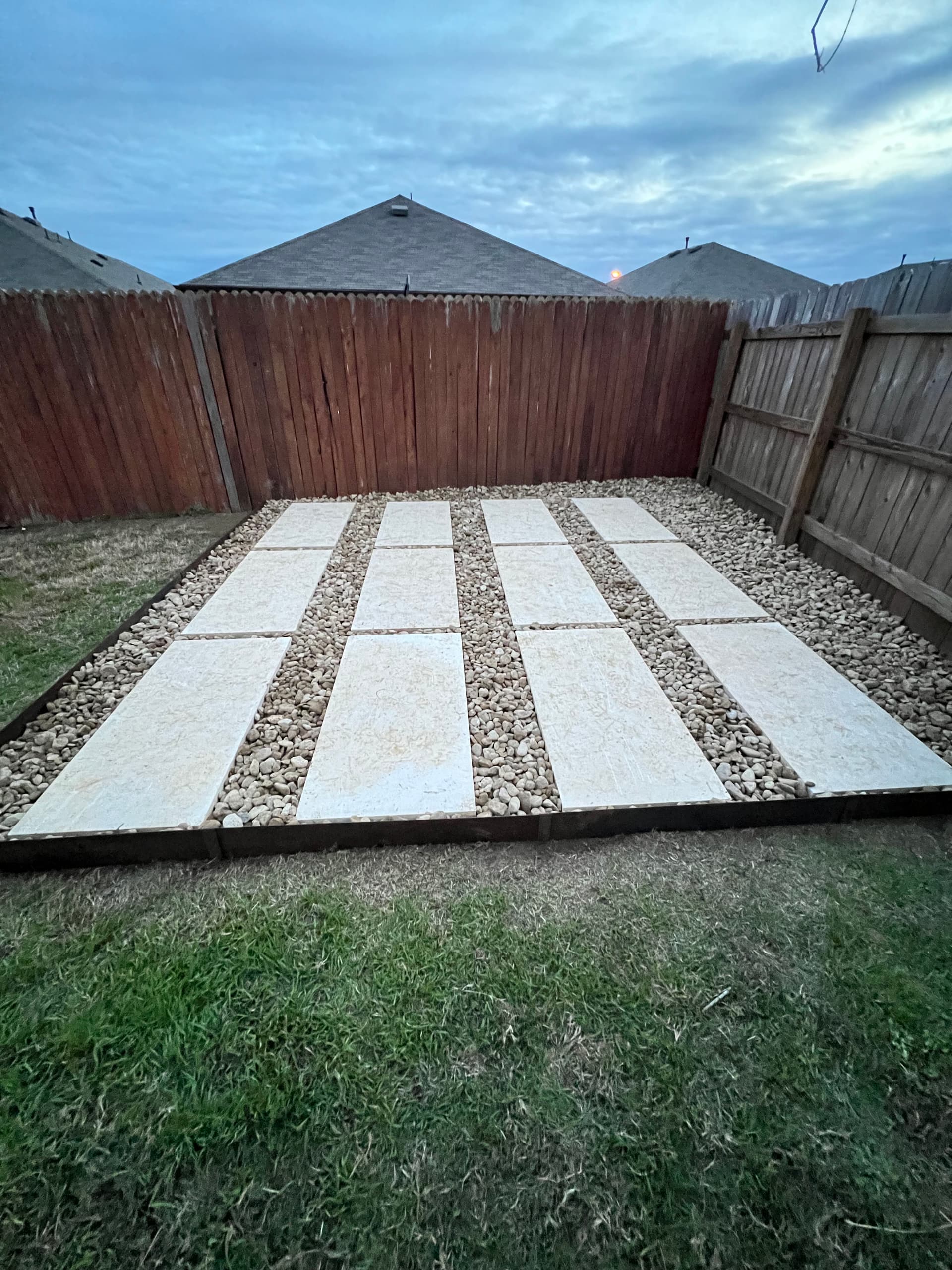 Gallery photos for Limestone Paver Pad Built Right for a Future Patio Cover: Image #1