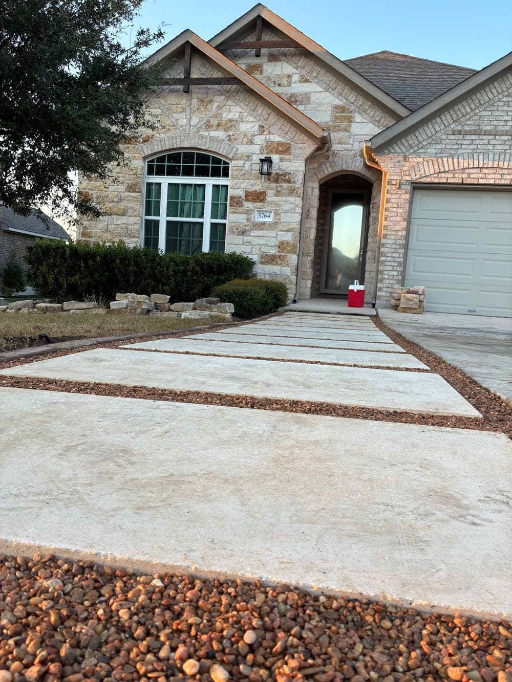 Gallery photos for Stunning Walkway Upgrade with Pavers and Pea Gravel in Round Rock: Image #2