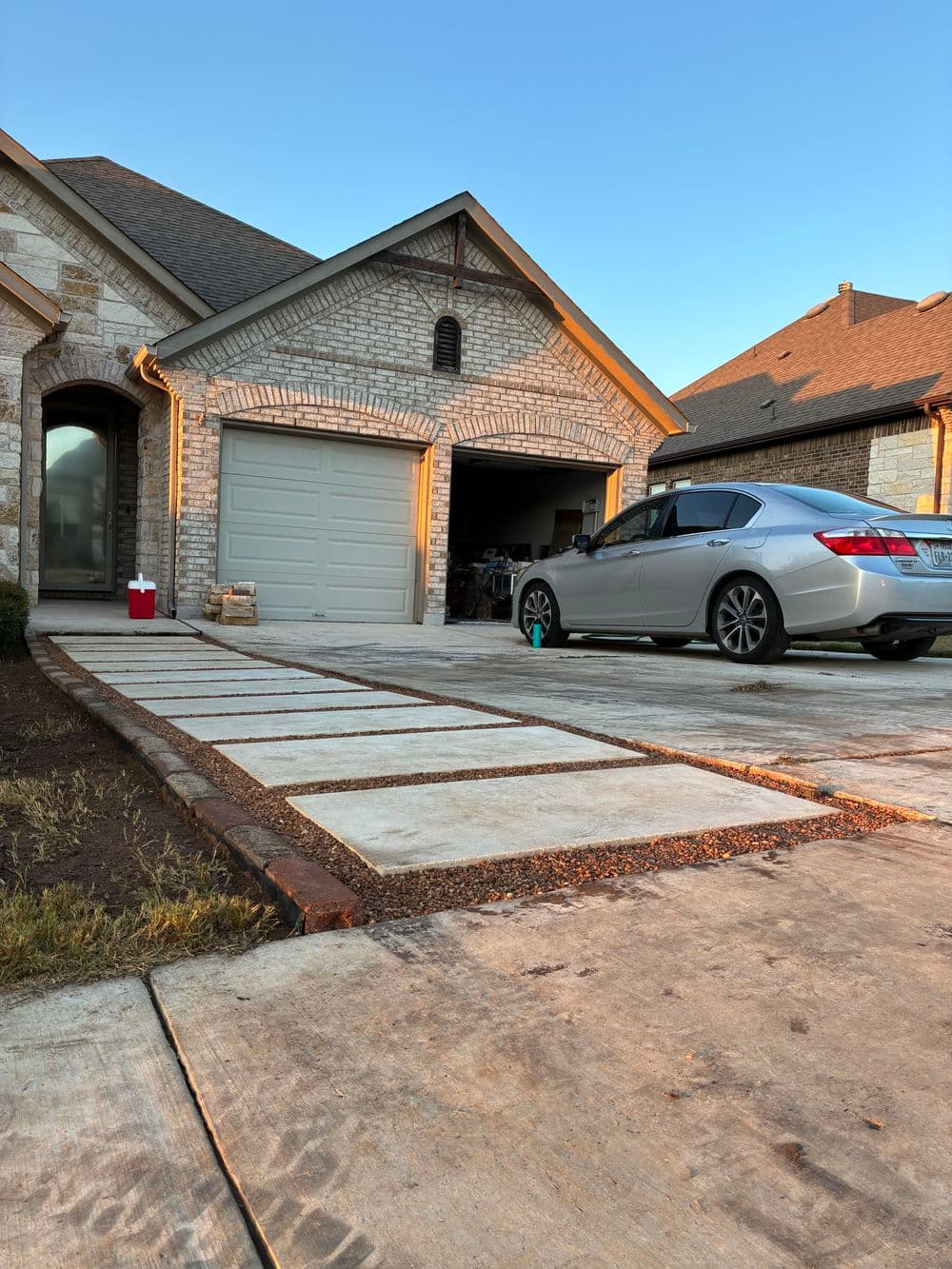 Gallery photos for Stunning Walkway Upgrade with Pavers and Pea Gravel in Round Rock: Image #1