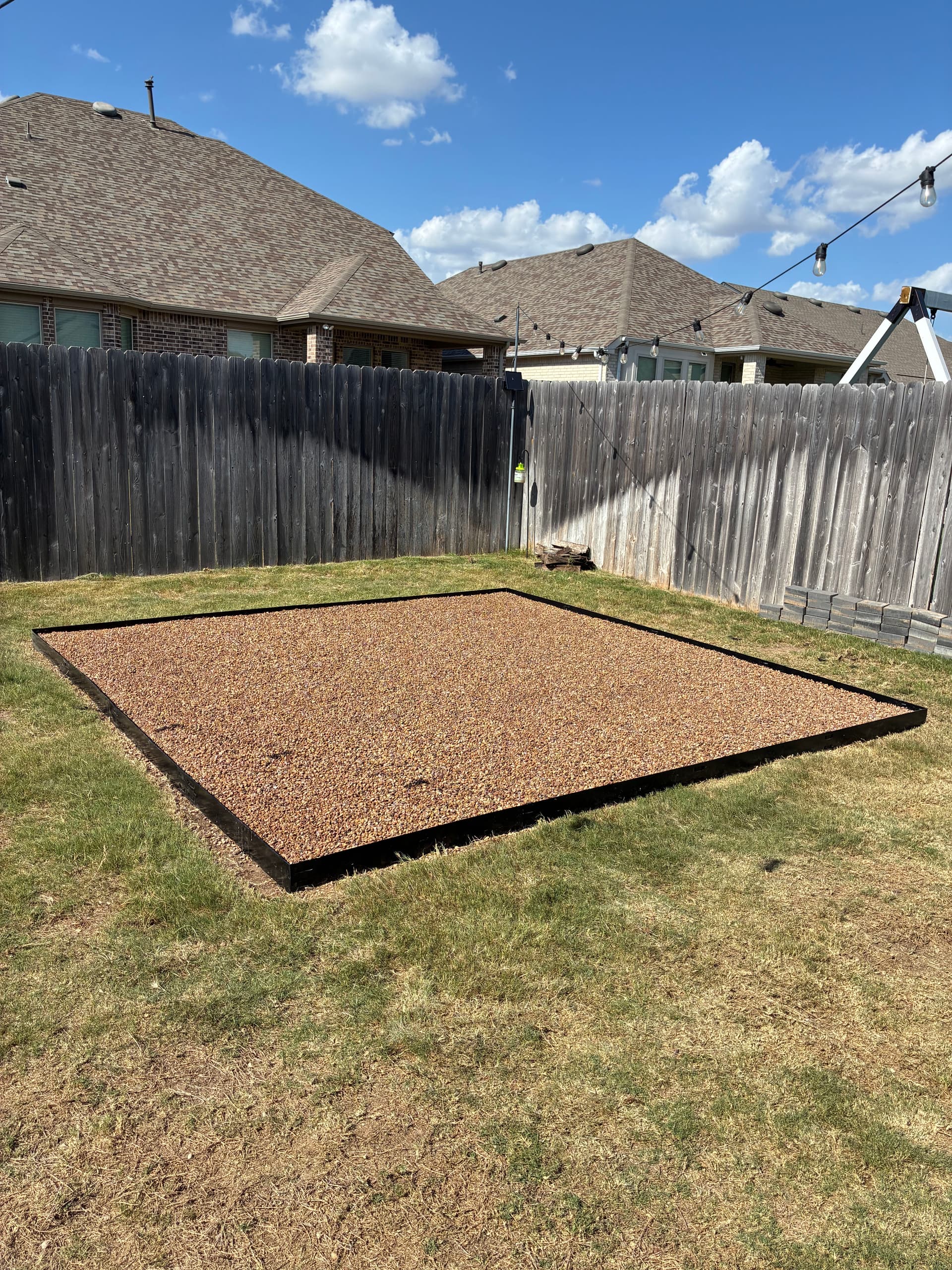 Gallery photos for Backyard Patio Refresh with Pavers and Pea Gravel Fire Pit: Image #1